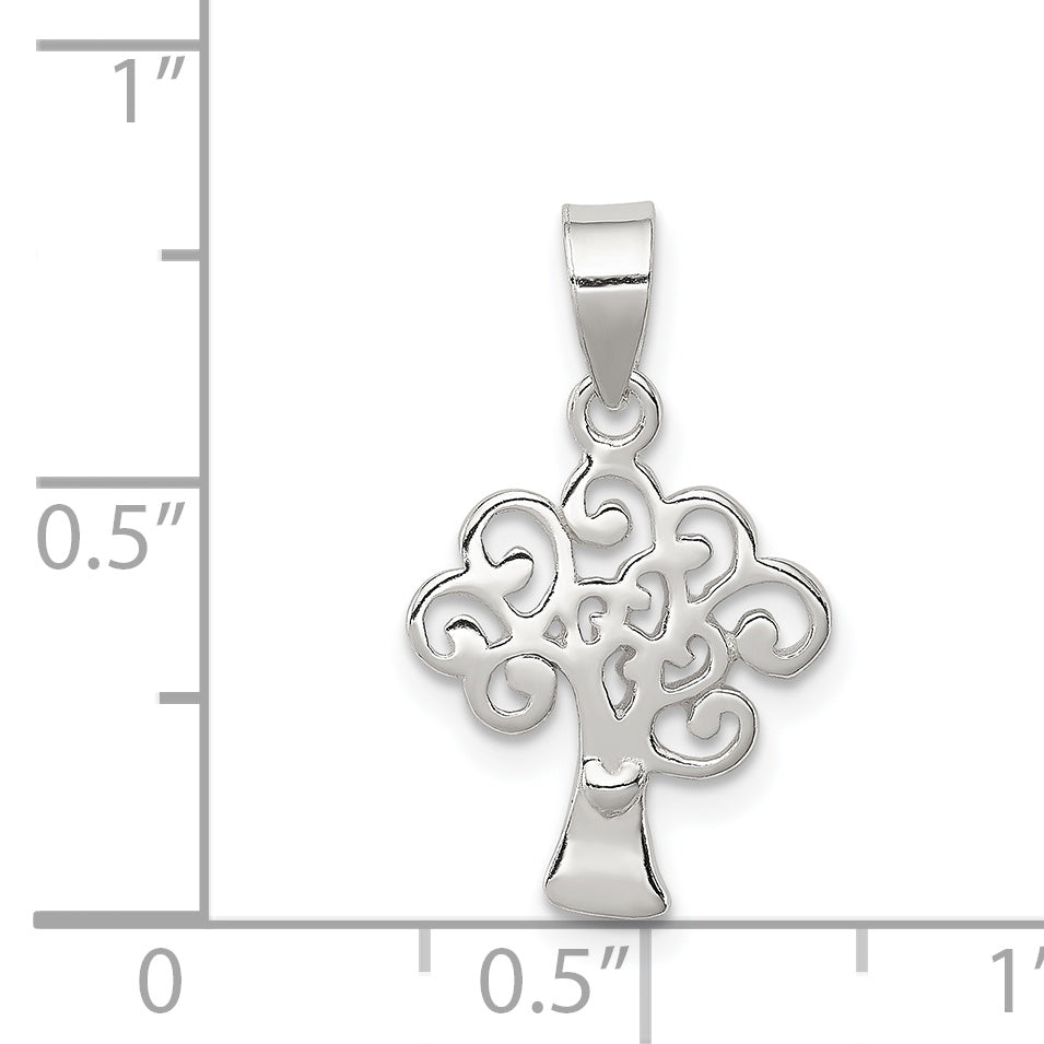 Sterling Silver Polished Tree Pendant