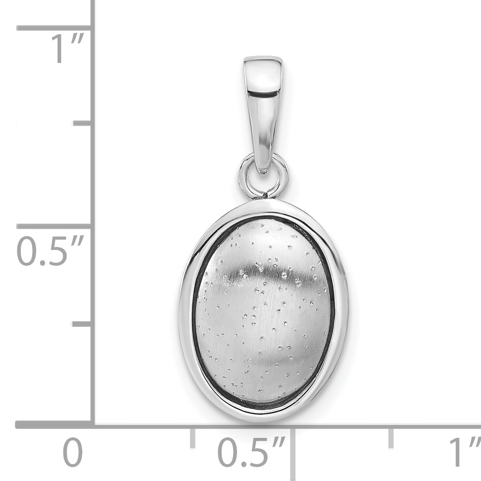 Sterling Silver Polished And Textured Oval Pendant