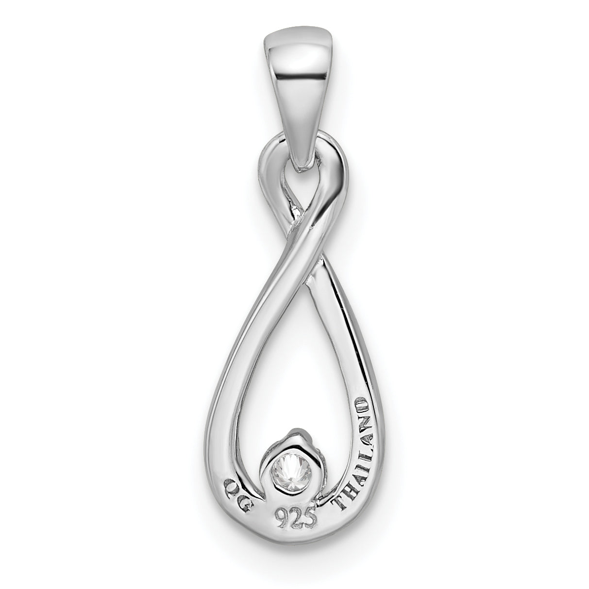 Sterling Silver Rhodium-Plated W/Cz Pendant
