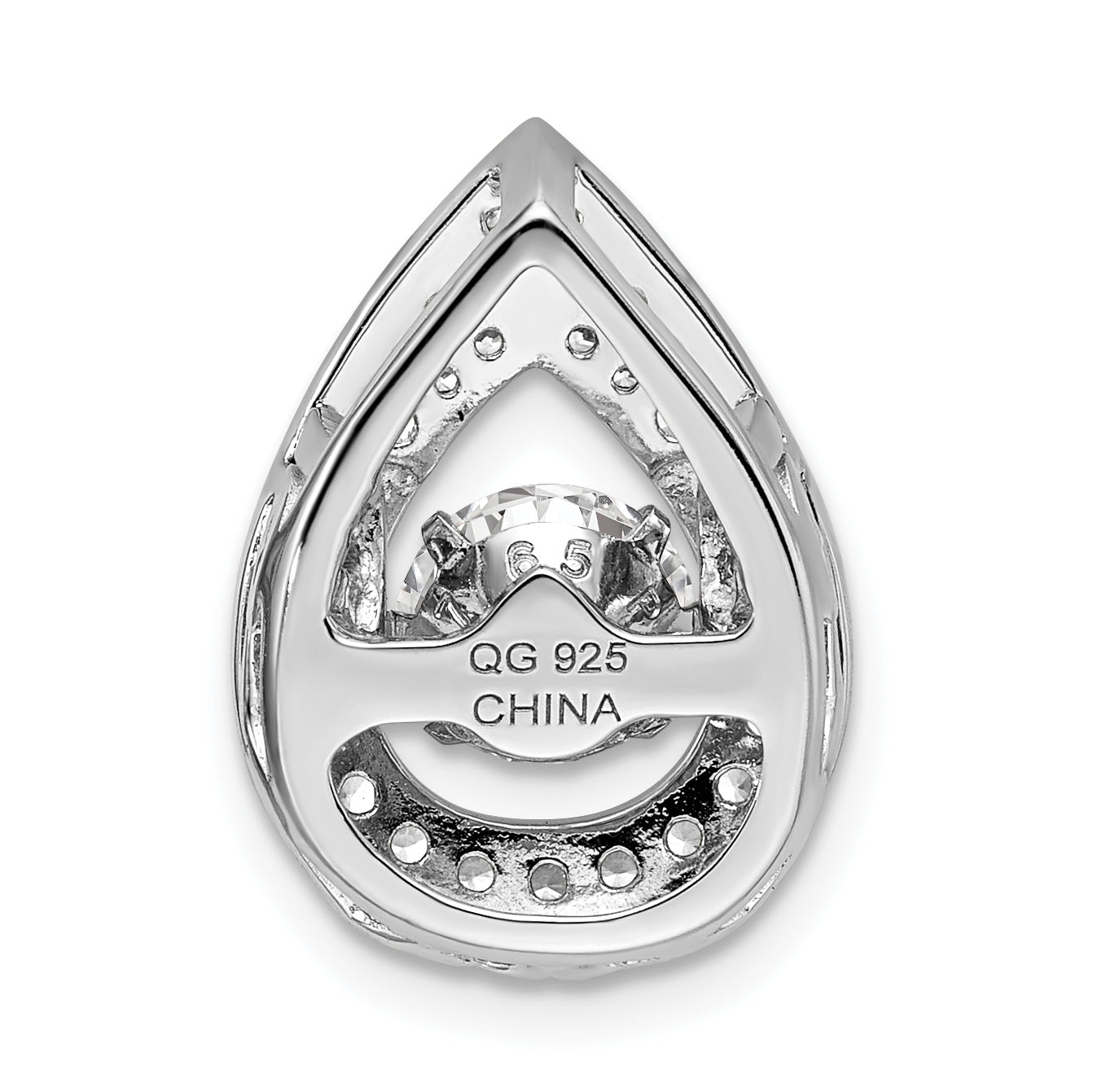 Sterling Silver Platinum-Plated Vibrant Cz Pendant