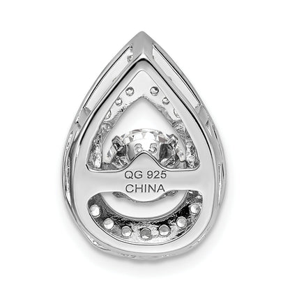 Sterling Silver Platinum-Plated Vibrant Cz Pendant