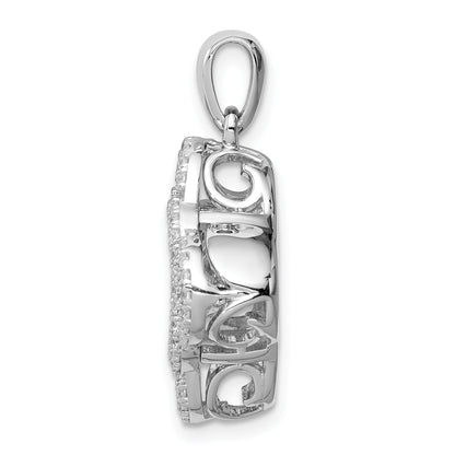 Sterling Silver Platinum-Plated Vibrant Swarovski Zirconia & Cz Pendant