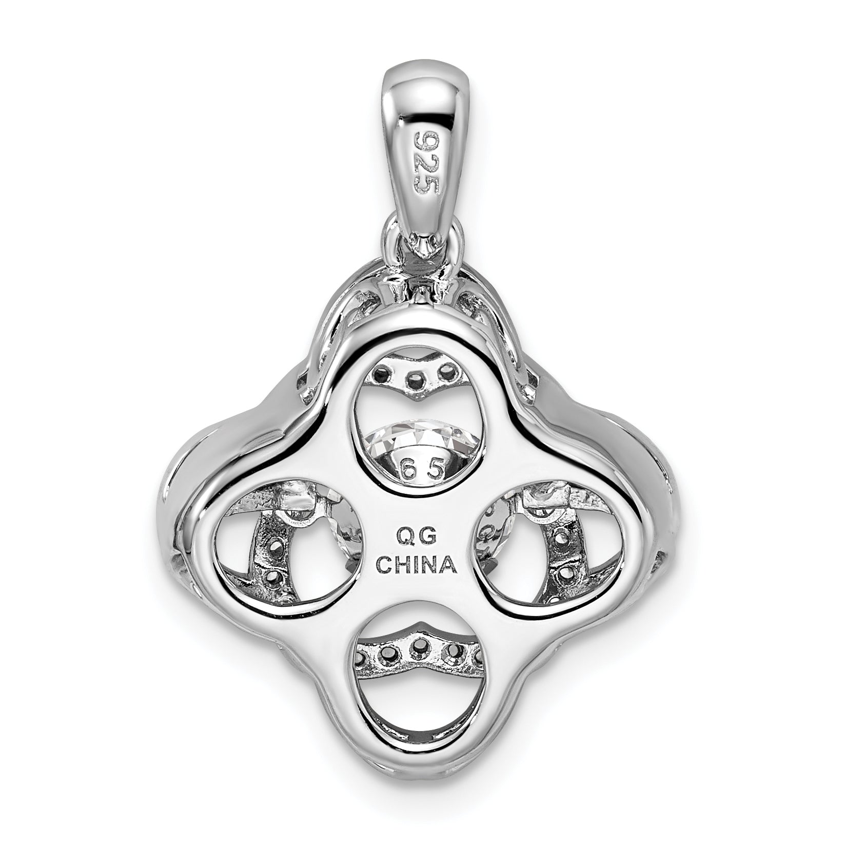 Sterling Silver Platinum-Plated Vibrant Swarovski Zirconia & Cz Pendant
