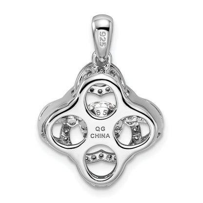 Sterling Silver Platinum-Plated Vibrant Swarovski Zirconia & Cz Pendant