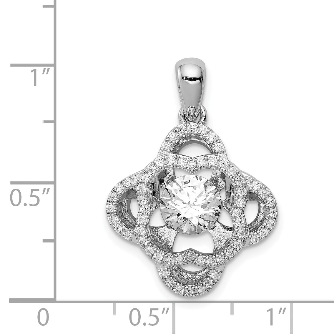 Sterling Silver Platinum-Plated Vibrant Swarovski Zirconia & Cz Pendant