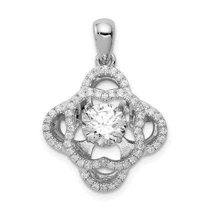 Sterling Silver Platinum-Plated Vibrant Swarovski Zirconia & Cz Pendant