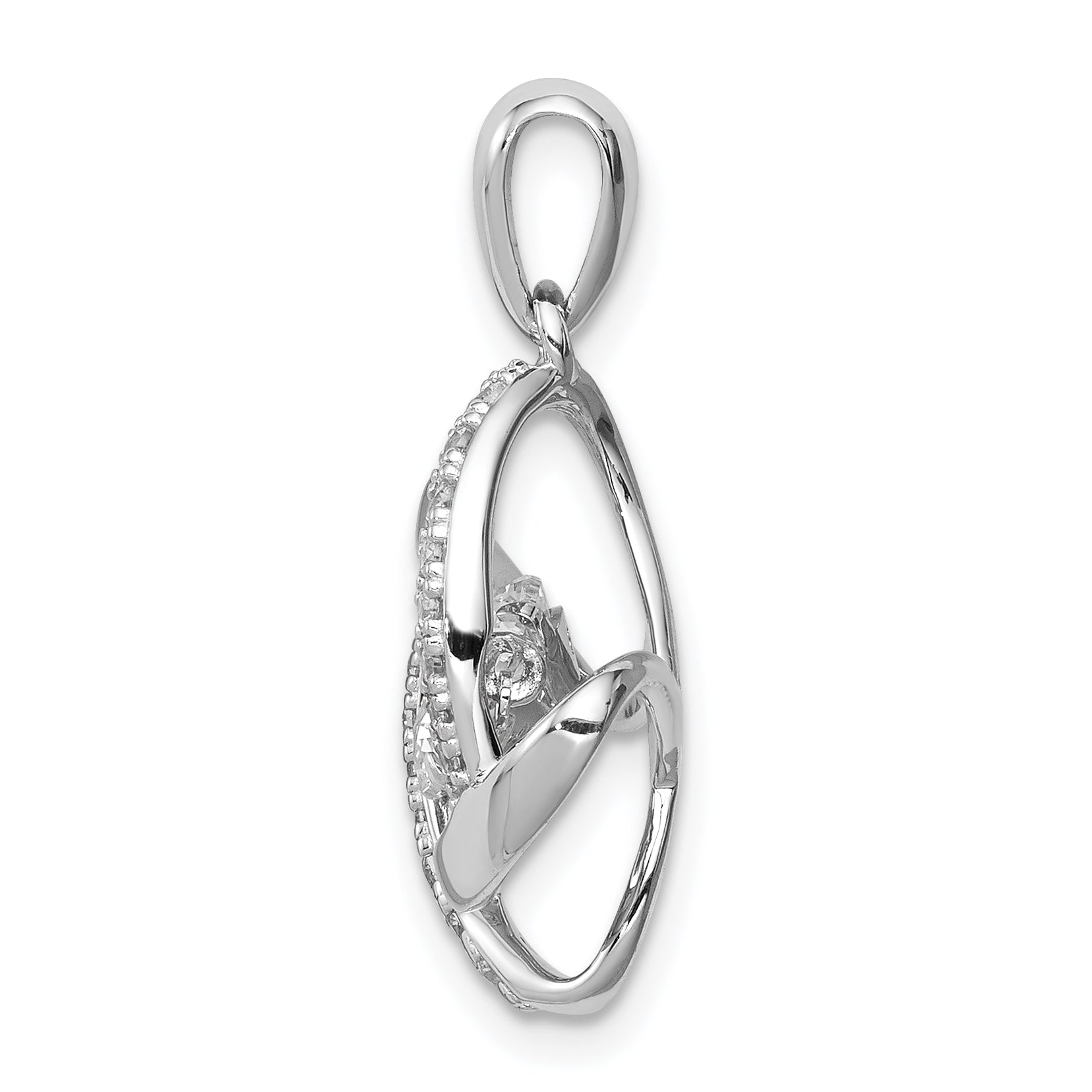 Sterling Silver Platinum-Plated Vibrant Cz Pendant