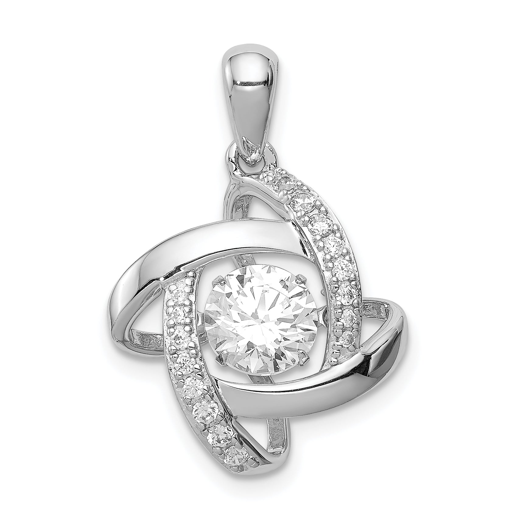 Sterling Silver Platinum-Plated Vibrant Cz Pendant