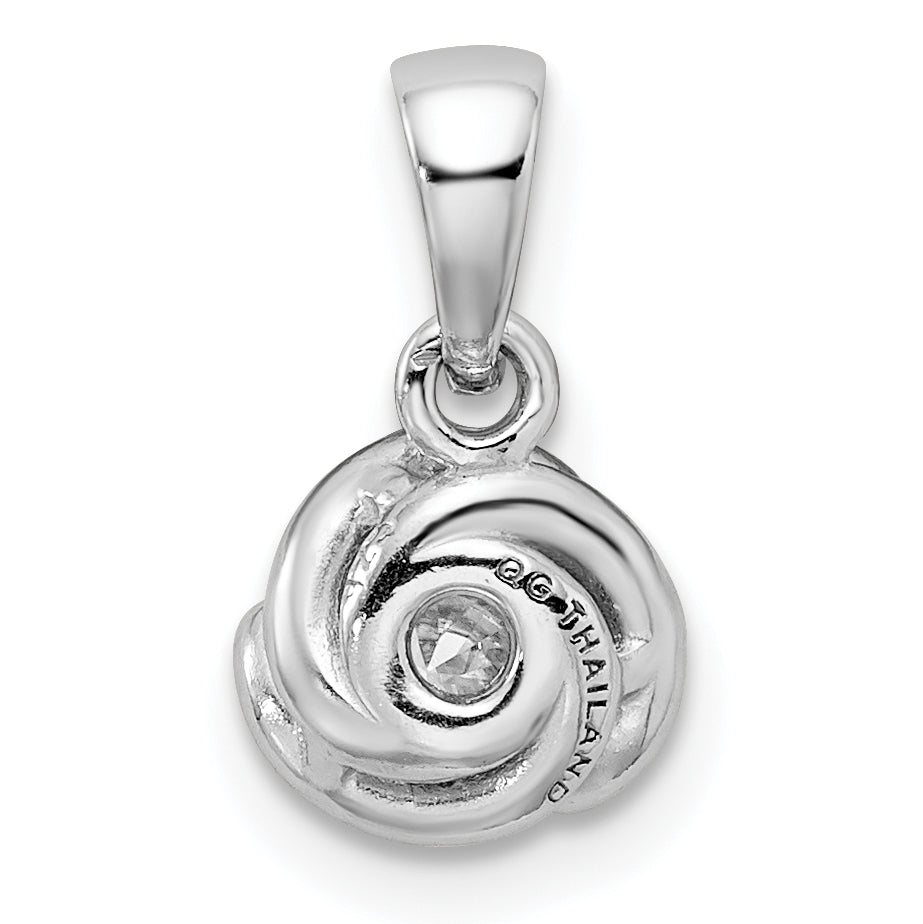 Sterling Silver Rhodium-Plated Polished W/ Cz Pendant