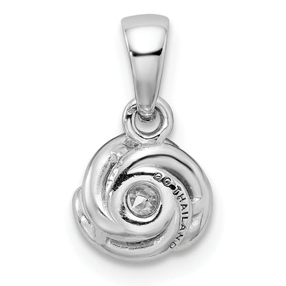 Sterling Silver Rhodium-Plated Polished W/ Cz Pendant