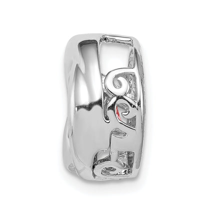 Sterling Silver Platinum-Plated Polished Vibrant Pink Cz Circle Pendant