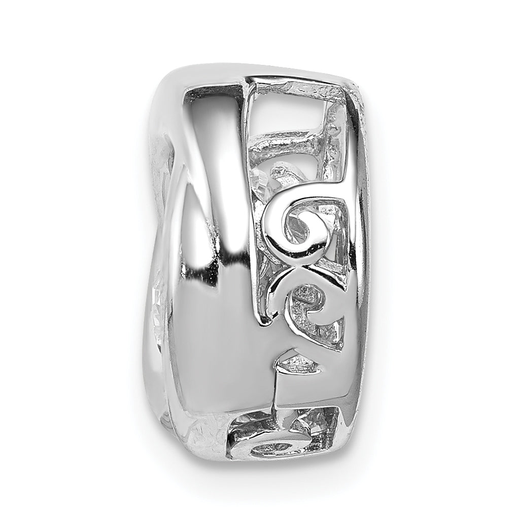 Sterling Silver Platinum-Plated Polished Vibrant Cz Circle Pendant