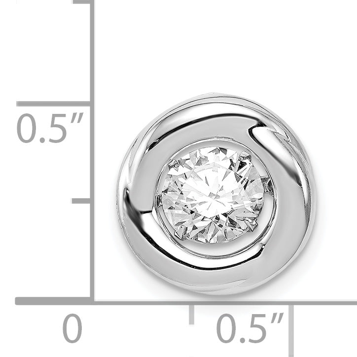 Sterling Silver Platinum-Plated Polished Vibrant Cz Circle Pendant