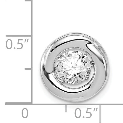 Sterling Silver Platinum-Plated Polished Vibrant Cz Circle Pendant