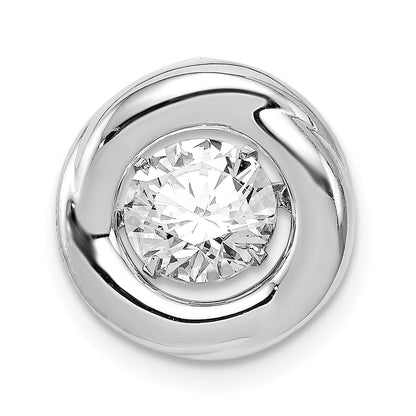 Sterling Silver Platinum-Plated Polished Vibrant Cz Circle Pendant