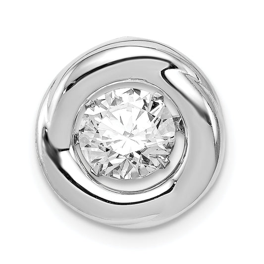 Sterling Silver Platinum-Plated Polished Vibrant Cz Circle Pendant
