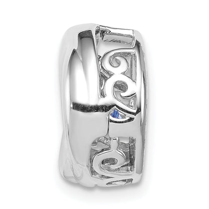 Sterling Silver Platinum-Plated Polished Vibrant Blue Cz Circle Pendant