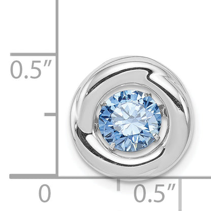 Sterling Silver Platinum-Plated Polished Vibrant Blue Cz Circle Pendant
