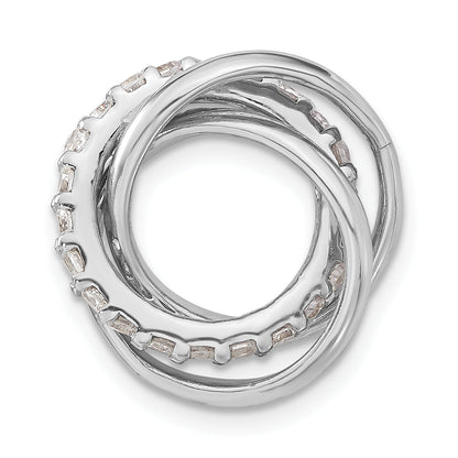 Sterling Silver Polished Cz 3 Ring Chain Slide Pendant