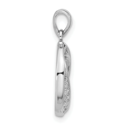 Sterling Silver Polished Fancy Cz Oval Pendant