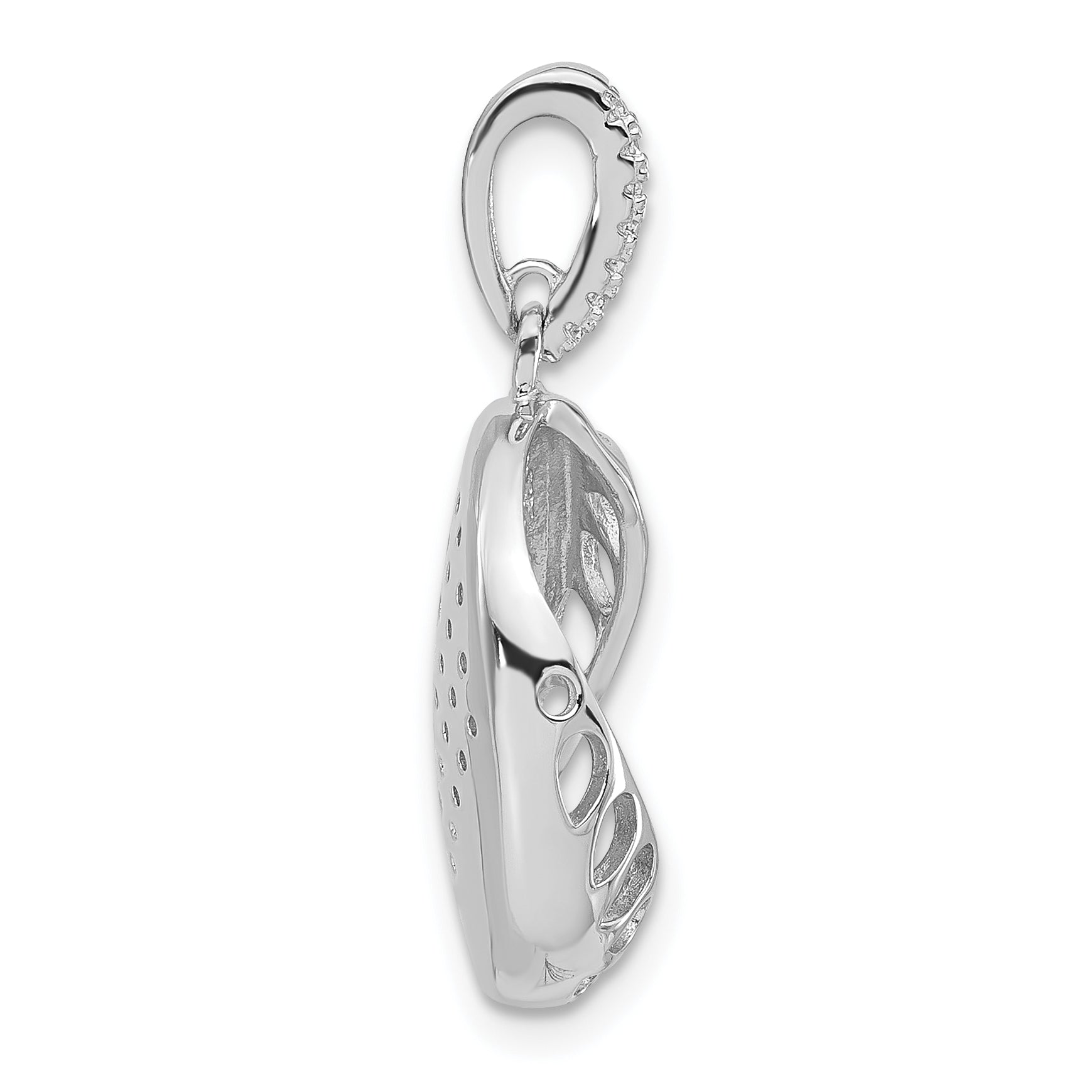 Sterling Silver Polished Fancy Cz Oval Pendant