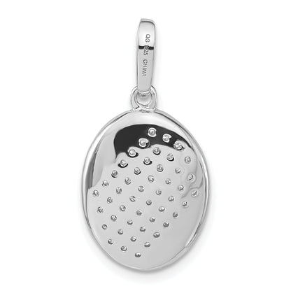 Sterling Silver Polished Fancy Cz Oval Pendant