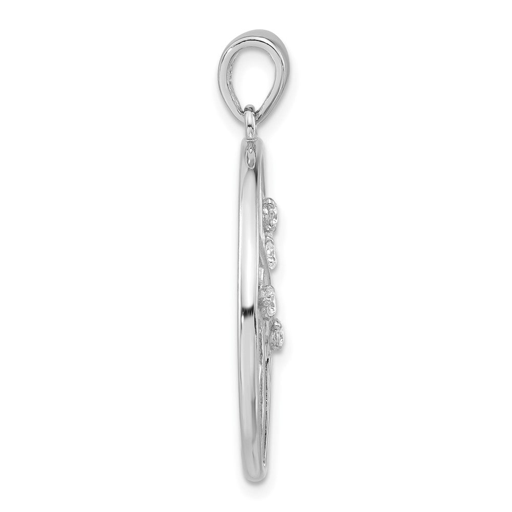 Sterling Silver Polished Cz Circle Pendant