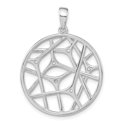 Sterling Silver Polished Cz Circle Pendant