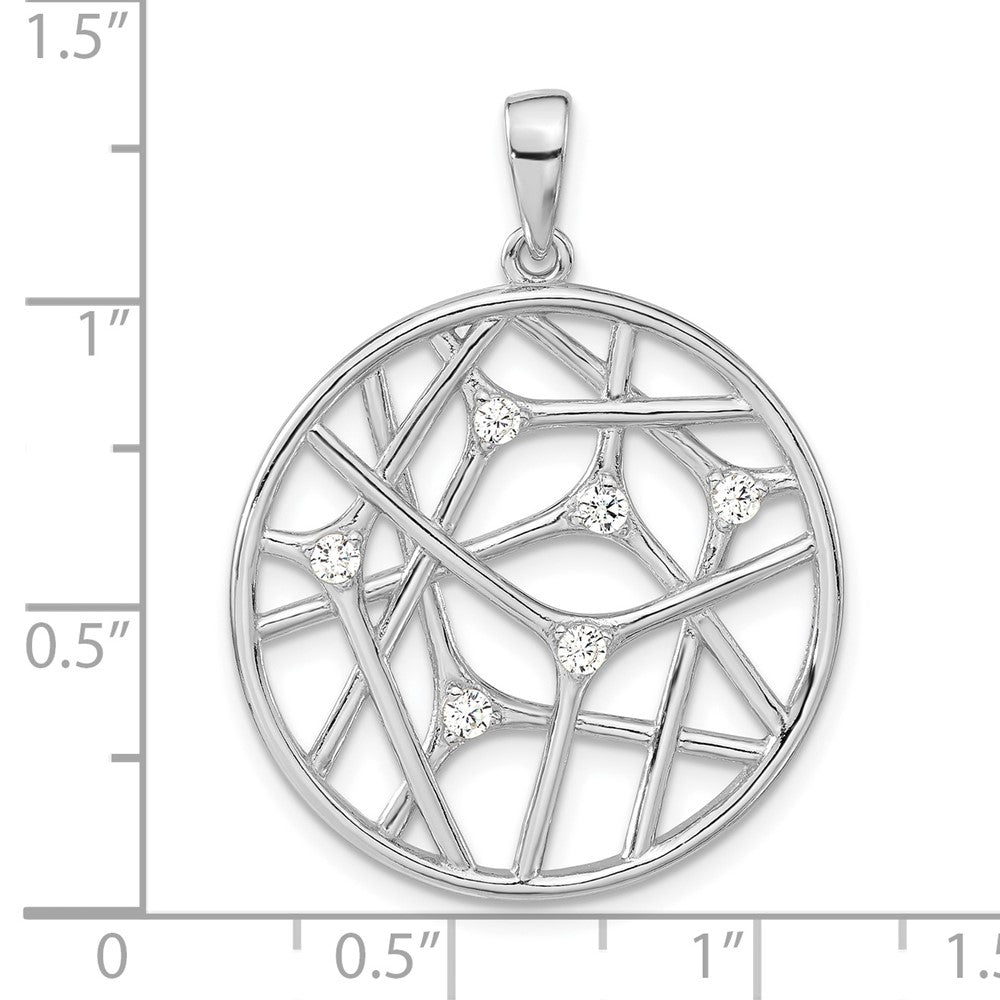 Sterling Silver Polished Cz Circle Pendant