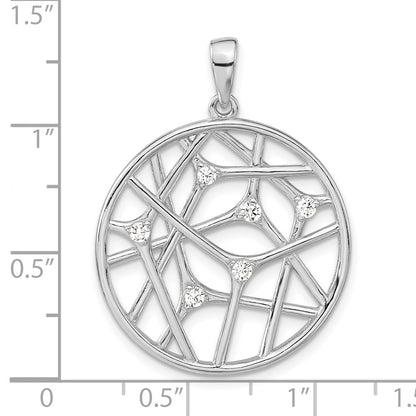 Sterling Silver Polished Cz Circle Pendant