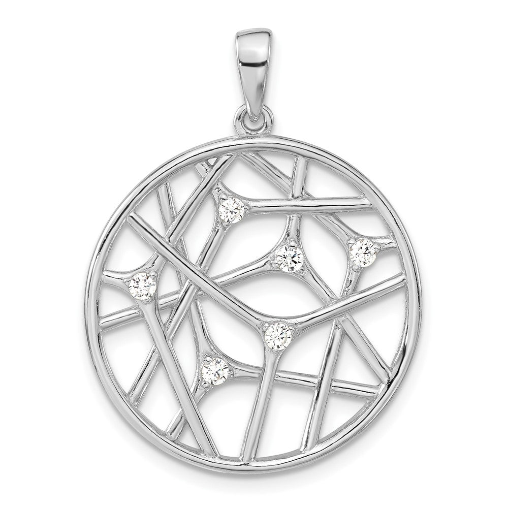 Sterling Silver Polished Cz Circle Pendant