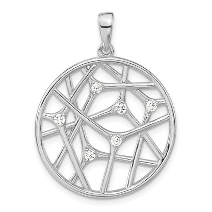 Sterling Silver Polished Cz Circle Pendant