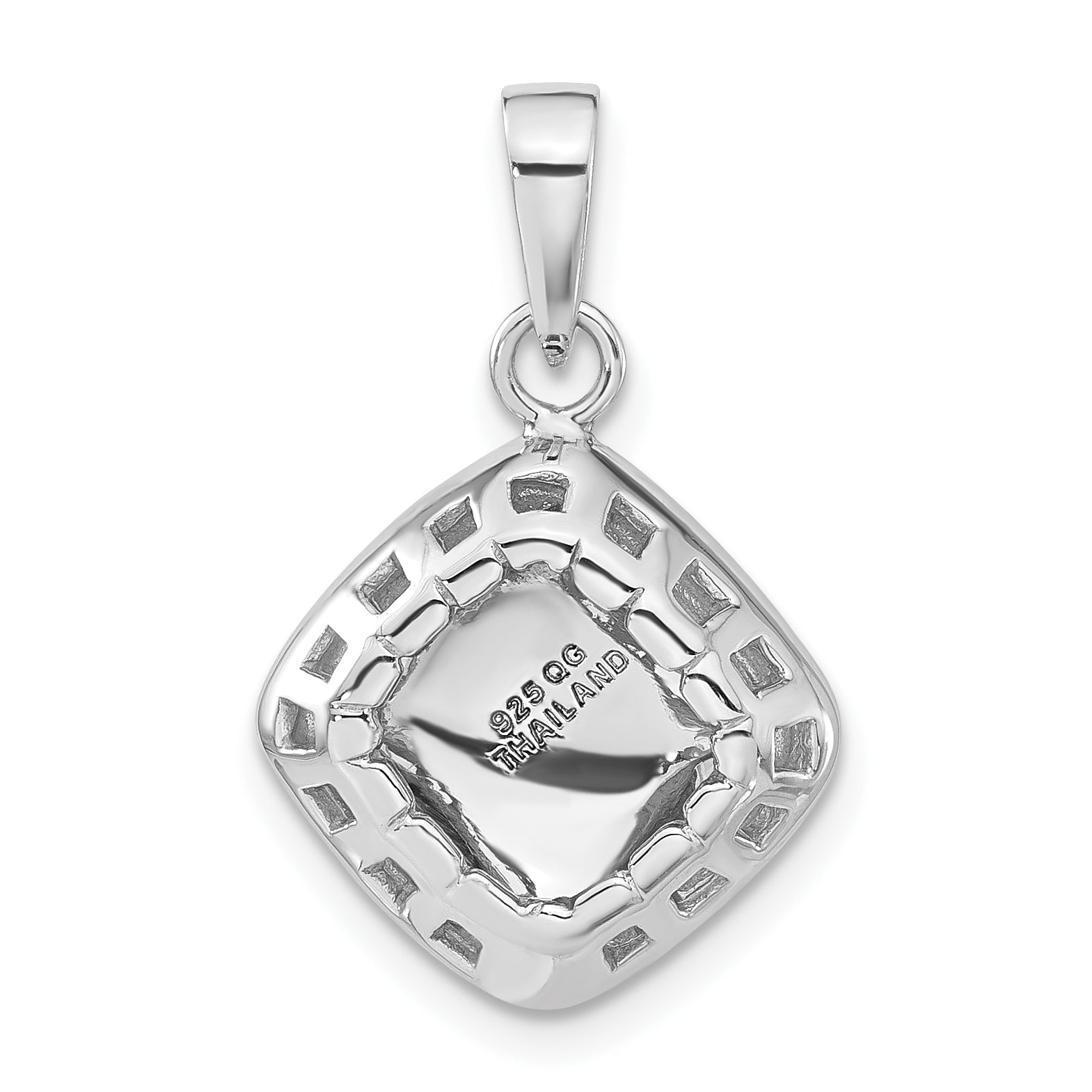 Sterling Silver Polished & Textured Diamond-Shape Pendant