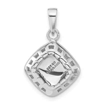 Sterling Silver Polished & Textured Diamond-Shape Pendant