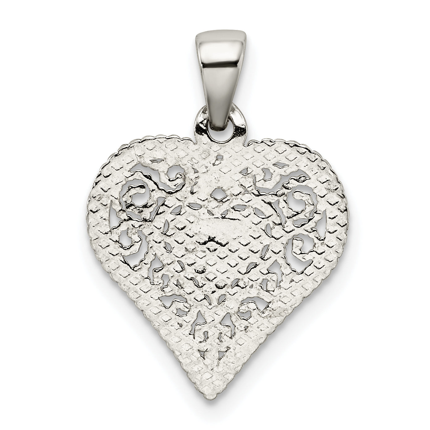 Sterling Silver Polished Filigree Heart Pendant