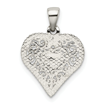 Sterling Silver Polished Filigree Heart Pendant