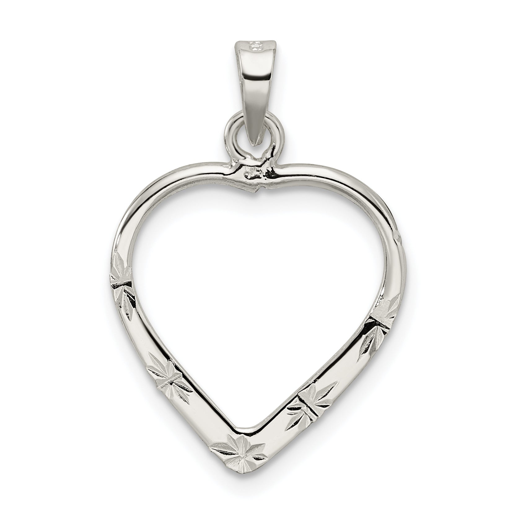 Sterling Silver Polished & D/C Heart Pendant