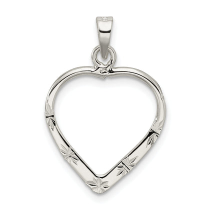 Sterling Silver Polished & D/C Heart Pendant