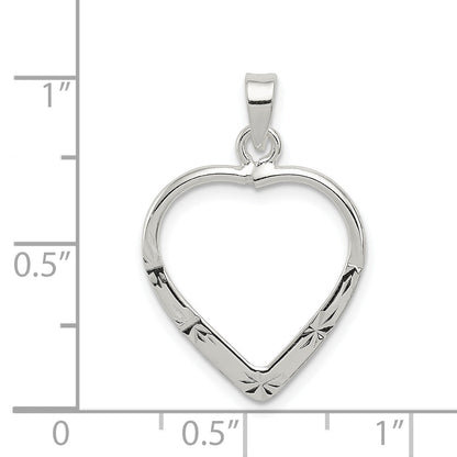 Sterling Silver Polished & D/C Heart Pendant