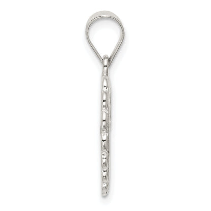 Sterling Silver Polished Mini Floral Center Heart Pendant