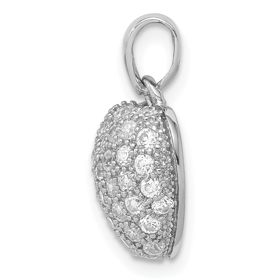 Sterling Silver Rhodium-Plated Cz Micro Pav Heart Pendant