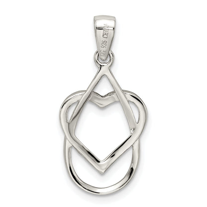 Sterling Silver Rhodium-Plated Polished Cz Heart Pendant