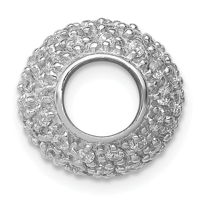 Sterling Silver Rhodium-Plated W/Cz Bead Chain Slide Pendant