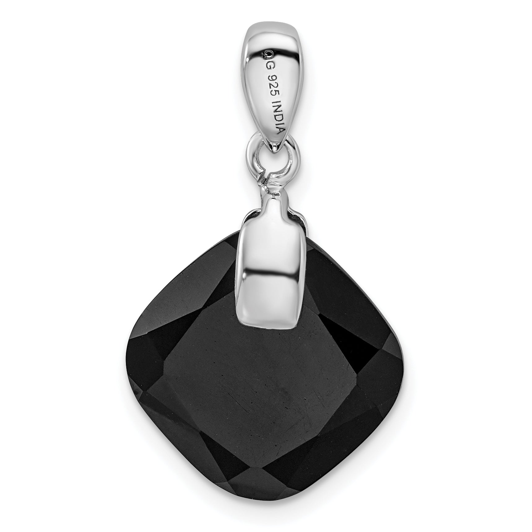 Sterling Silver Rhodium-Plated Black Agate Pendant