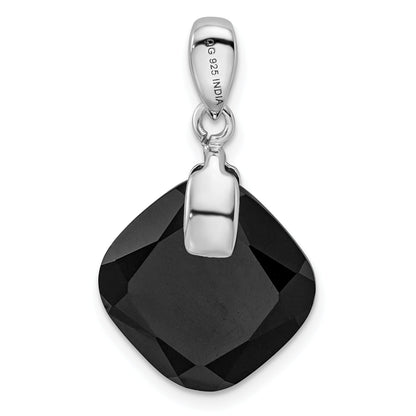Sterling Silver Rhodium-Plated Black Agate Pendant