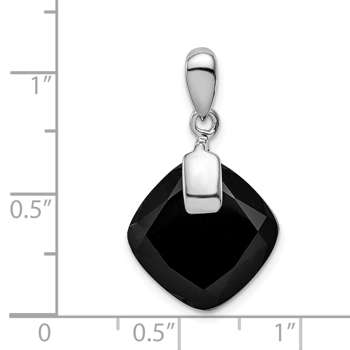 Sterling Silver Rhodium-Plated Black Agate Pendant