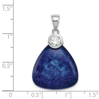 Sterling Silver Rhodium-Plated W/Cz And Lapis Lazuli Pendant