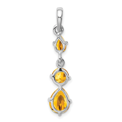 Sterling Silver Rhodium-Plated Citrine Pendant