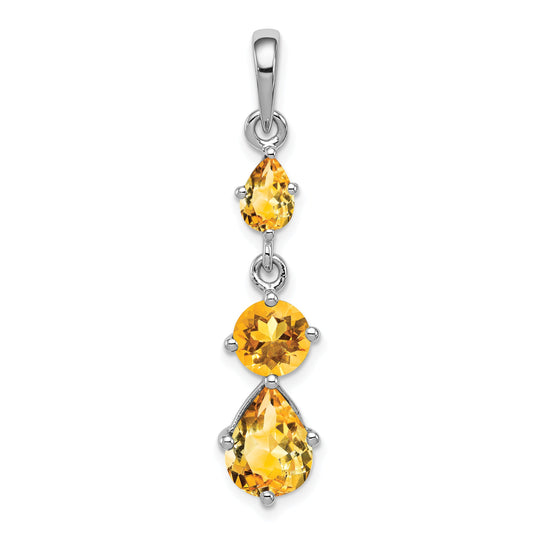 Sterling Silver Rhodium-Plated Citrine Pendant
