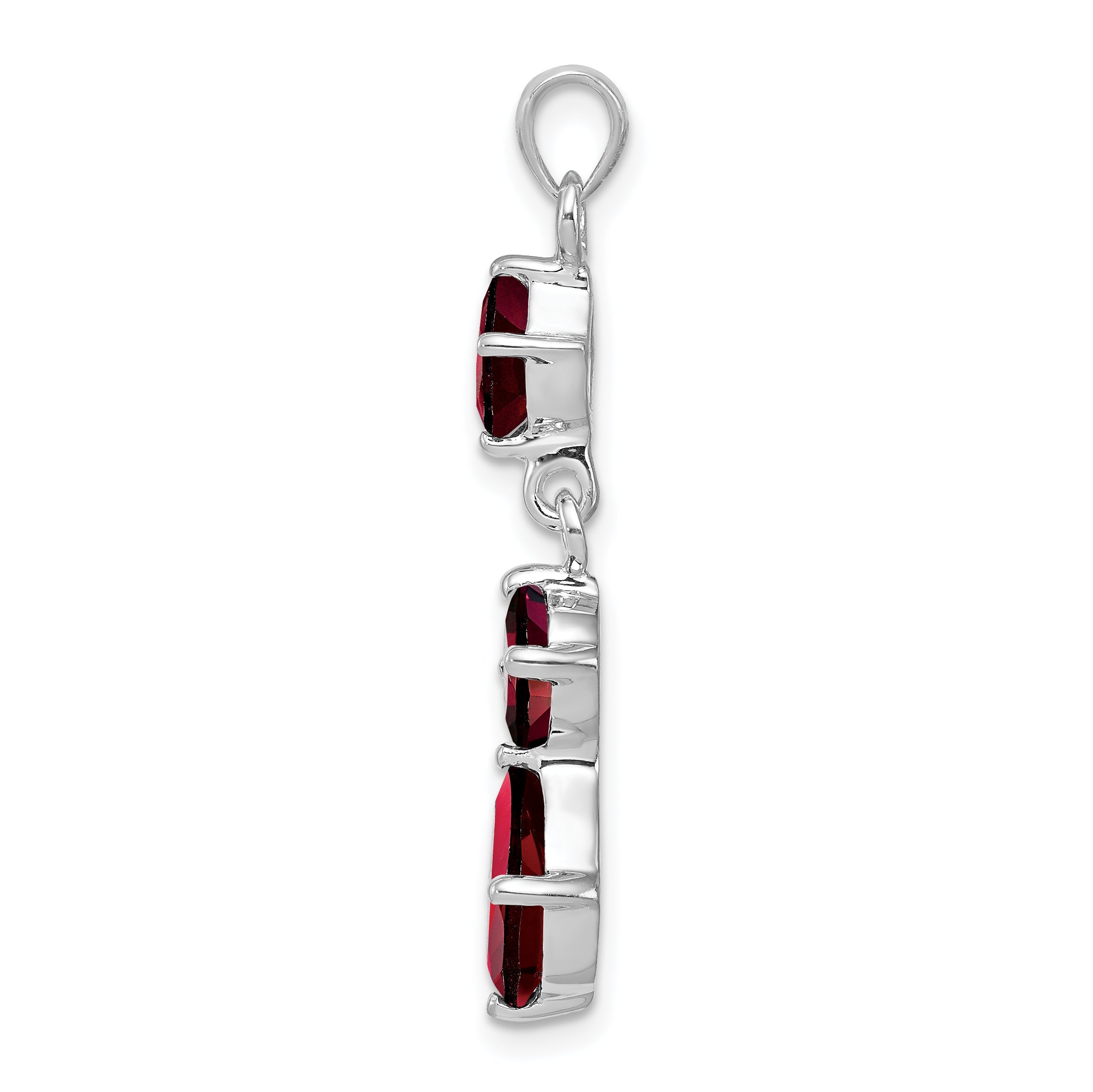 Sterling Silver Rhodium-Plated Garnet Pendant